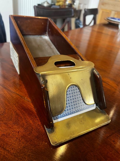 french mahogany and brass casino card shoe - CATEGORY: ANTIQUE MISCELLANEOUS - DATED 1920