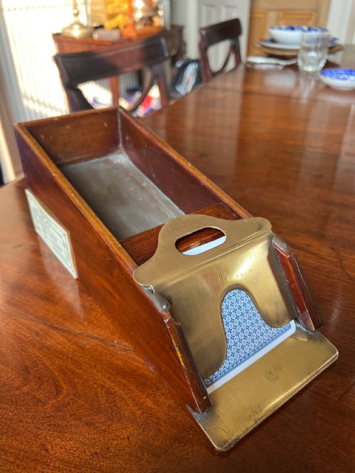 FRENCH MAHOGANY AND BRASS CASINO CARD SHOE - ADDITIONAL PHOTO 7