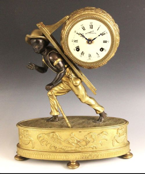 BRONZE AND ORMOLU FIGURAL MANTEL CLICK - ADDITIONAL PHOTO 4