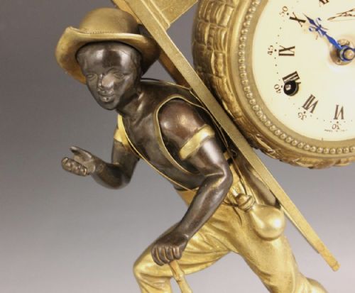 BRONZE AND ORMOLU FIGURAL MANTEL CLICK - ADDITIONAL PHOTO 5