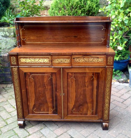 small rosewood chiffonier inlaid with brass - CATEGORY: ANTIQUE SIDEBOARDS - DATED REGENCY