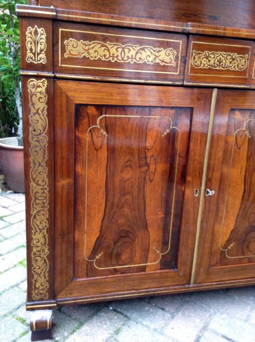 SMALL ROSEWOOD CHIFFONIER INLAID WITH BRASS - ADDITIONAL PHOTO 2