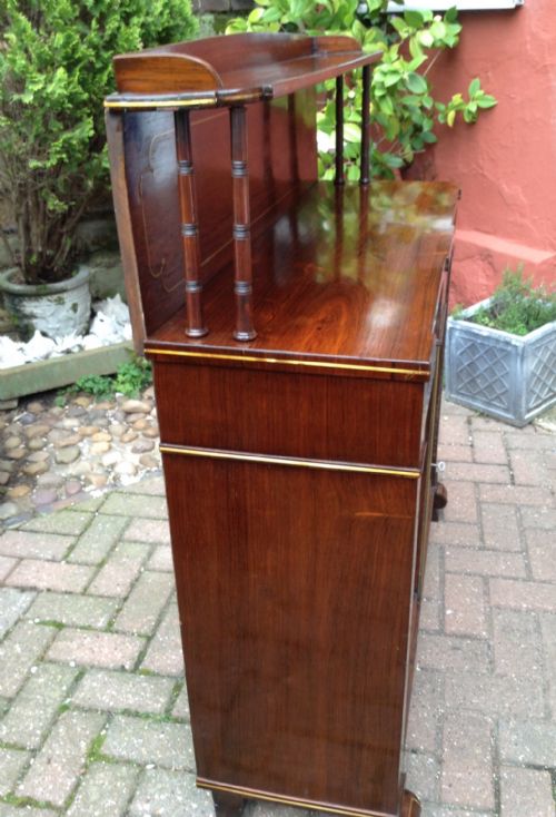 SMALL ROSEWOOD CHIFFONIER INLAID WITH BRASS - ADDITIONAL PHOTO 5