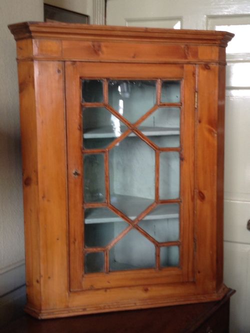 georgian pine glazed corner cupboard - CATEGORY: ANTIQUE CUPBOARDS - DATED GEORGIAN
