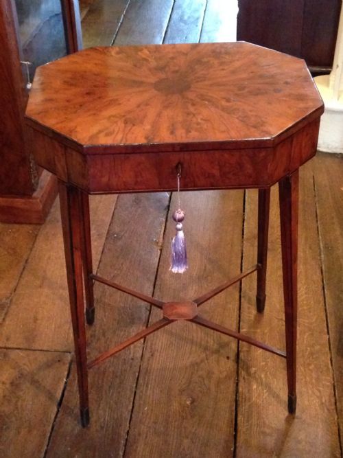 rare georgian yew wood work table - CATEGORY: ANTIQUE TABLES - DATED 1800