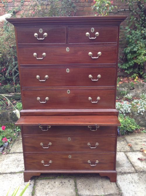 GEORGIAN MAHOGANY SMALL CHEST ON CHEST - ADDITIONAL PHOTO 2