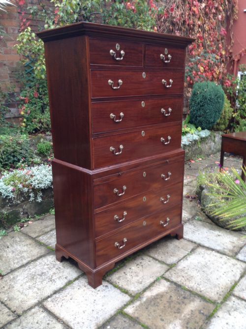 georgian mahogany small chest on chest - CATEGORY: ANTIQUE CHEST OF DRAWERS - DATED GEORGIAN