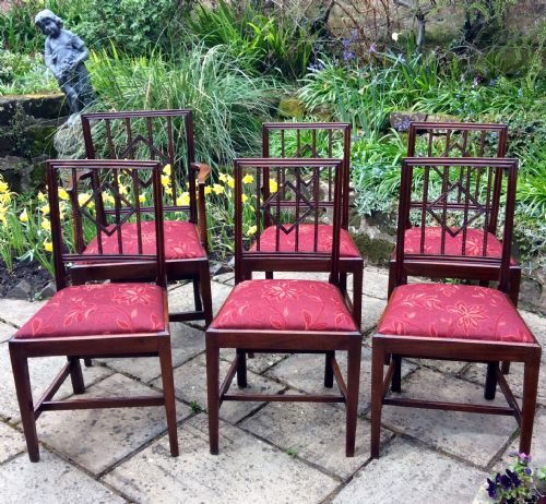a very pretty set of six late georgian dining chairs - CATEGORY: ANTIQUE CHAIRS - DATED 1800