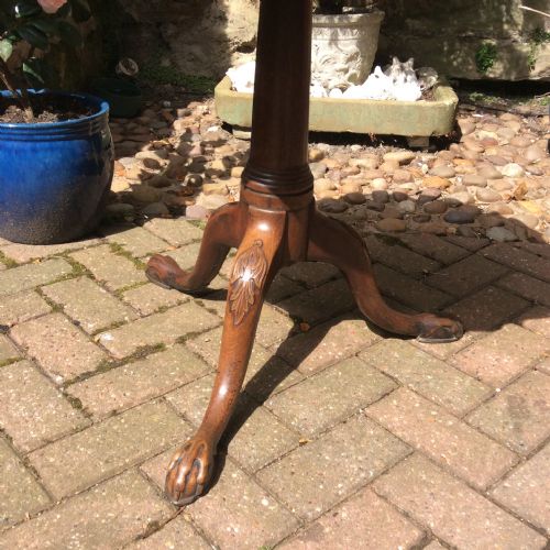 MAHOGANY TRIPOD WITH A PIE CRUST TOP AND CARVED BASE - ADDITIONAL PHOTO 2