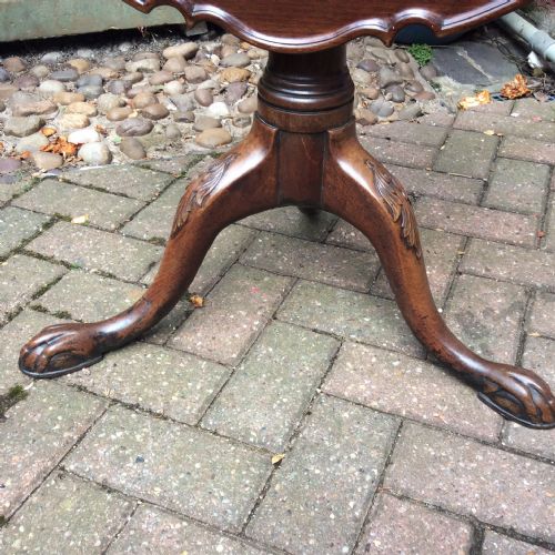 MAHOGANY TRIPOD WITH A PIE CRUST TOP AND CARVED BASE - ADDITIONAL PHOTO 3