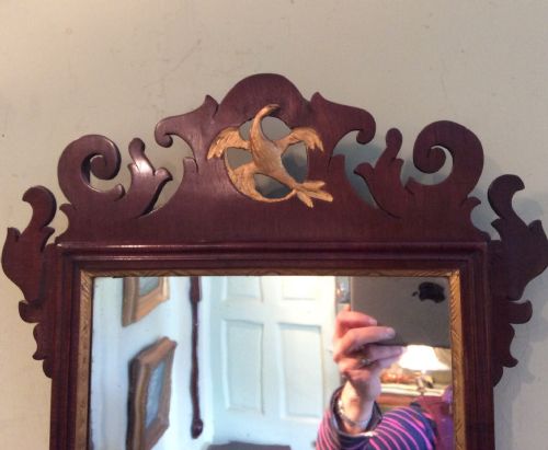 A SMALL GEORGIAN 18TH CENTURY FRET FRAMED WALL MIRROR - ADDITIONAL PHOTO 1