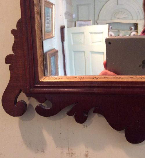 A SMALL GEORGIAN 18TH CENTURY FRET FRAMED WALL MIRROR - ADDITIONAL PHOTO 2