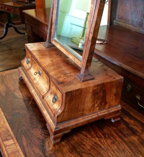 A RARE EARLY WALNUT TOILET MIRROR - ADDITIONAL PHOTO 1
