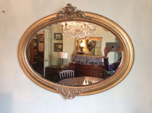gilt wood oval mirror - CATEGORY: ANTIQUE MIRRORS - DATED REGENCY