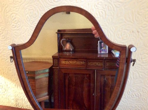 PRETTY MAHOGANY SHIELD MIRROR - ADDITIONAL PHOTO 2