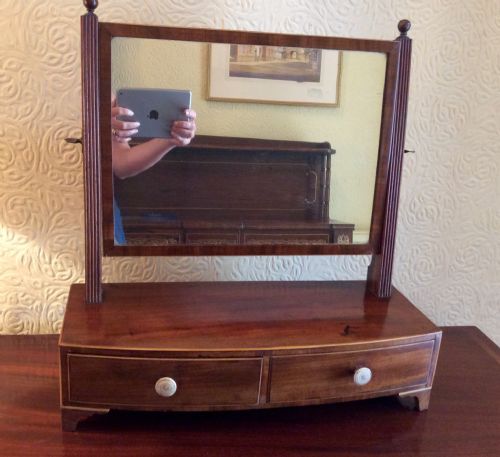early 19th century regency bow front toilet or dressing table mirror - CATEGORY: ANTIQUE MIRRORS - DATED REGENCY