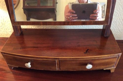 EARLY 19TH CENTURY REGENCY BOW FRONT TOILET OR DRESSING TABLE MIRROR - ADDITIONAL PHOTO 2
