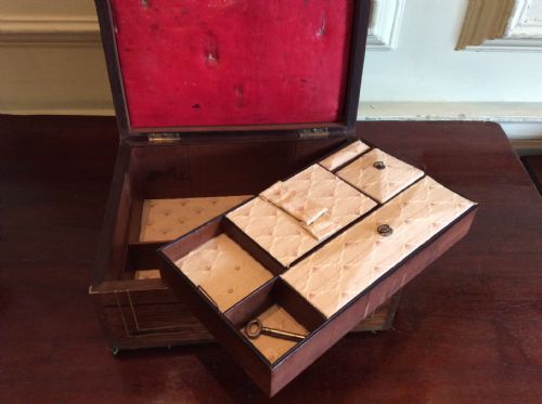 ROSEWOOD BRASS BOUND AND INLAID JEWELLERY BOX - ADDITIONAL PHOTO 2