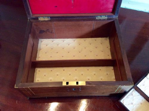 ROSEWOOD BRASS BOUND AND INLAID JEWELLERY BOX - ADDITIONAL PHOTO 5