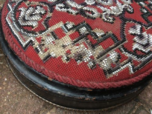 PAIR OF BERLIN WORK BEADED VICTORIAN FOOTSTOOLS - ADDITIONAL PHOTO 1