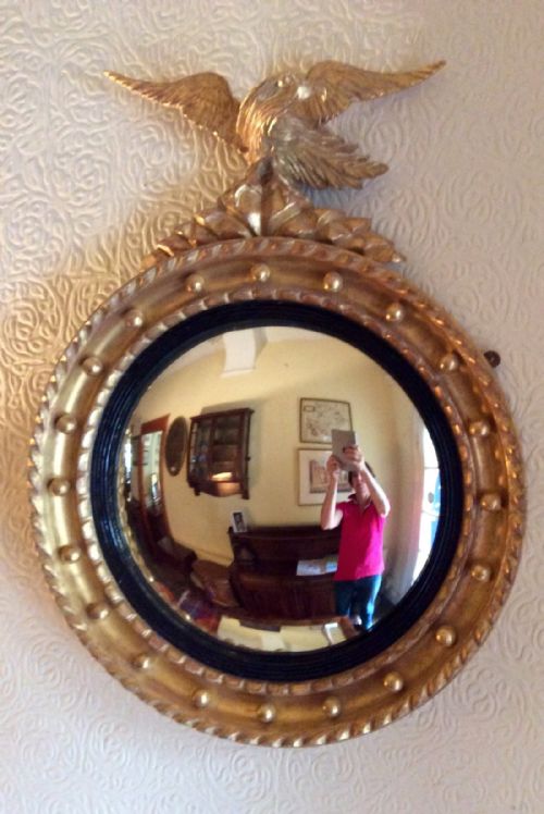 regency convex mirror with eagle - CATEGORY: ANTIQUE MIRRORS - DATED REGENCY