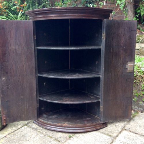 GEORGIAN OAK BOW FRONT CORNER CUPBOARD - ADDITIONAL PHOTO 3