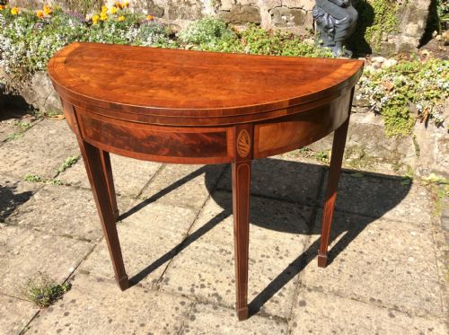 beautiful georgian demi lune card table - CATEGORY: ANTIQUE TABLES - DATED GEORGIAN