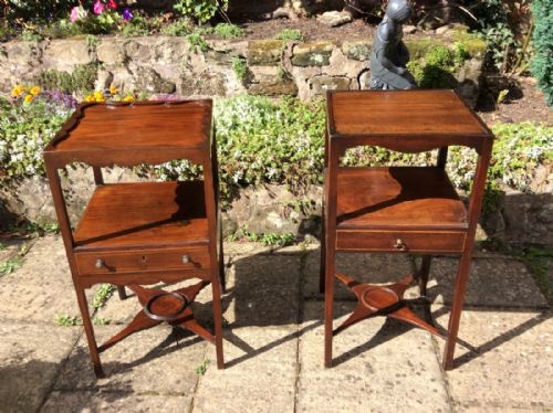 georgian mahogany bedside tables or square washstands - CATEGORY: ANTIQUE CABINETS - DATED GEORGIAN