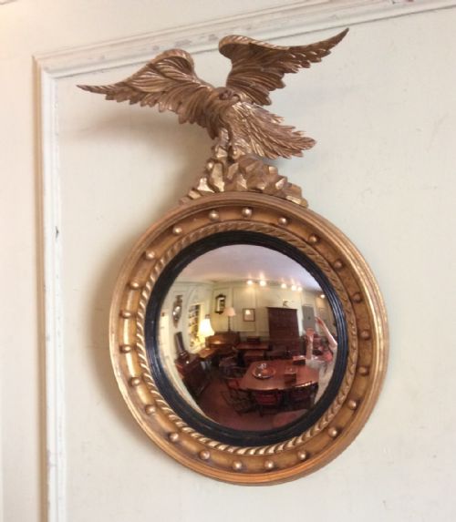 regency convex mirror with eagle - CATEGORY: ANTIQUE MIRRORS - DATED REGENCY