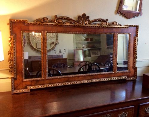 victorian walnut and parcel gilt overmantle mirror - CATEGORY: ANTIQUE MIRRORS - DATED VICTORIAN