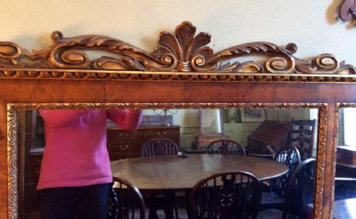 VICTORIAN WALNUT AND PARCEL GILT OVERMANTLE MIRROR - ADDITIONAL PHOTO 2