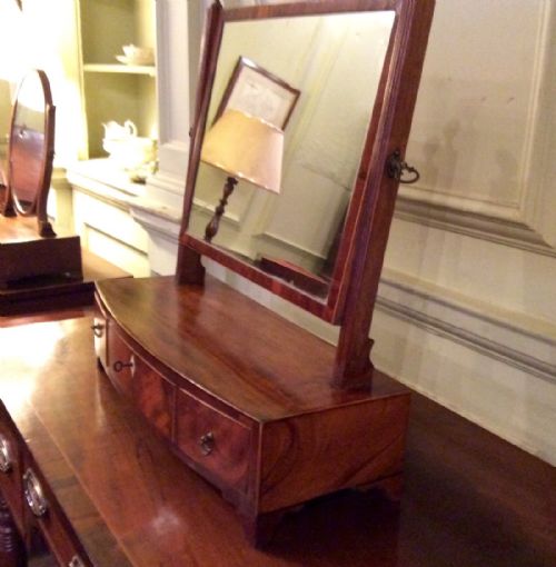 PRETTY GEORGIAN BOW FRONT TOILET OR DRESSING TABLE MIRROR - ADDITIONAL PHOTO 4