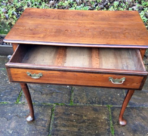 GEORGIAN OAK CABRIOLE LEG SIDE TABLE - ADDITIONAL PHOTO 4