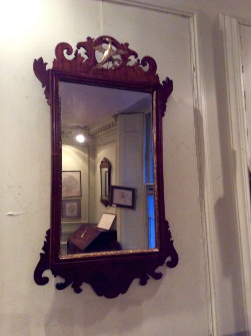 GEORGIAN MAHOGANY FRET WALL MIRROR - ADDITIONAL PHOTO 3