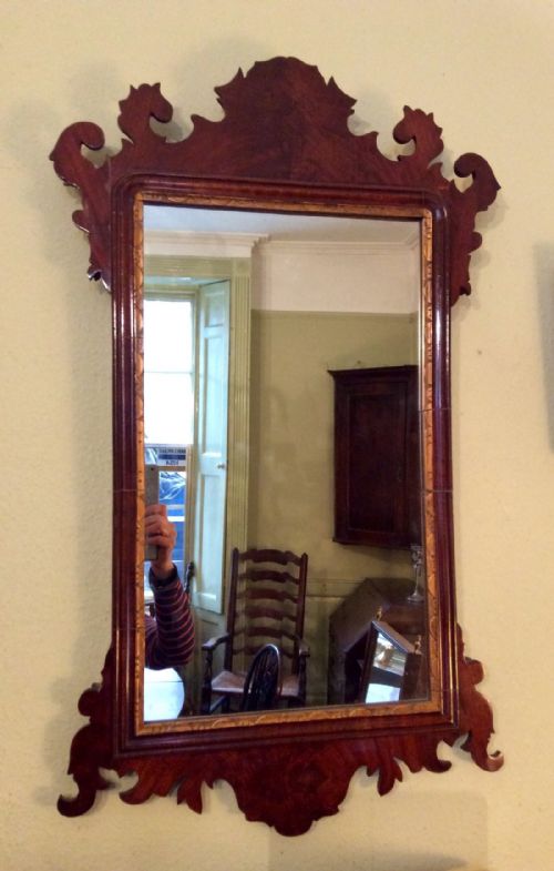 mahogany fret wall mirror - CATEGORY: ANTIQUE MIRRORS - DATED EDWARDIAN