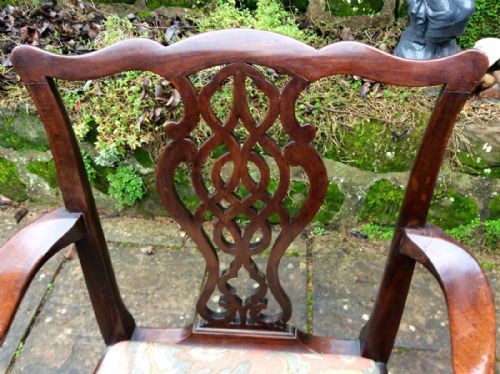 CHIPPENDALE PERIOD MAHOGANY CARVER ELBOW OR DESK CHAIR - ADDITIONAL PHOTO 1