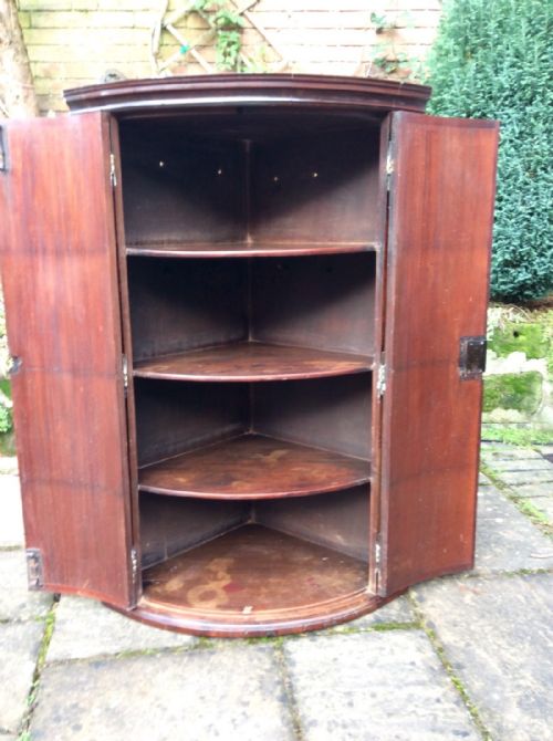 GEORGIAN MAHOGANY BOW FRONT CORNER CUPBOARD - ADDITIONAL PHOTO 3