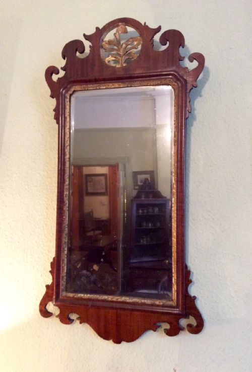 georgian mahogany fret wall mirror - CATEGORY: ANTIQUE MIRRORS - DATED 1750