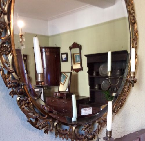 FANTASTIC LARGE OVAL ORMOLU MIRROR - ADDITIONAL PHOTO 5