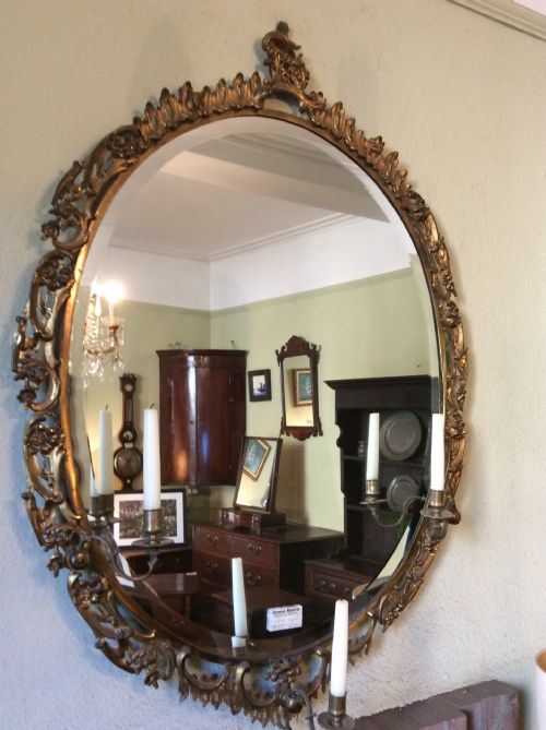 FANTASTIC LARGE OVAL ORMOLU MIRROR - ADDITIONAL PHOTO 7