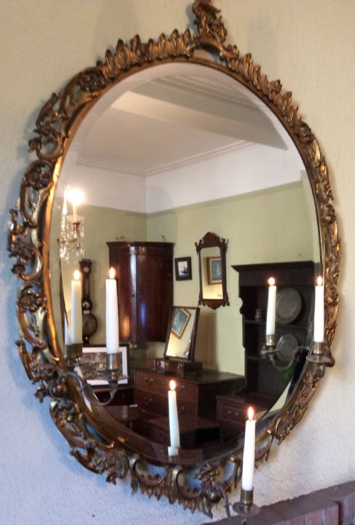 FANTASTIC LARGE OVAL ORMOLU MIRROR - ADDITIONAL PHOTO 11