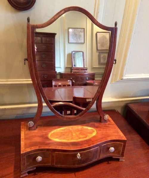 georgian serpentine toilet or dressing table mirror - CATEGORY: ANTIQUE MIRRORS - DATED GEORGIAN