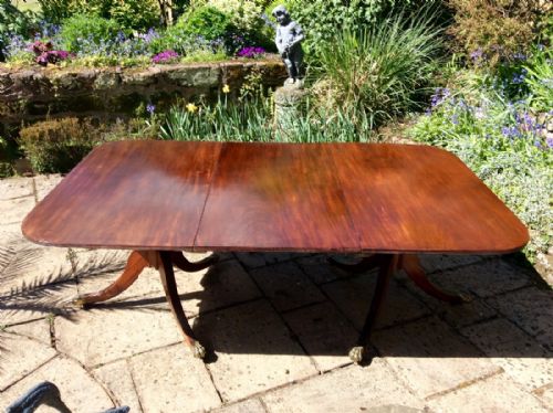 REGENCY MAHOGANY PEDESTAL DINING TABLE - ADDITIONAL PHOTO 5