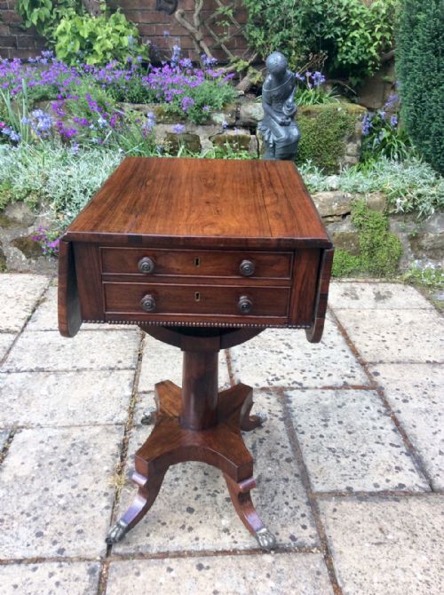 pretty regency rosewood work table - CATEGORY: ANTIQUE TABLES - DATED REGENCY