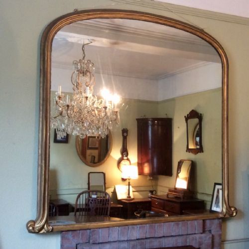 large gilt wood overmantle mirror - CATEGORY: ANTIQUE MIRRORS - DATED 19TH CENTURY