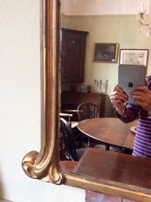 LARGE GILT WOOD OVERMANTLE MIRROR - ADDITIONAL PHOTO 1
