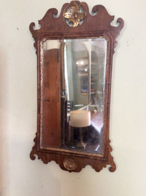 georgian walnut fret frame mirror of good size - CATEGORY: ANTIQUE MIRRORS - DATED 18TH CENTURY