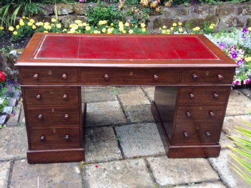 mahogany pedestal desk - CATEGORY: ANTIQUE DESKS - DATED 1890