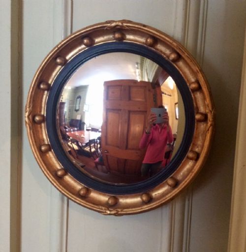 regency convex gilt mirror - CATEGORY: ANTIQUE MIRRORS - DATED 19TH CENTURY