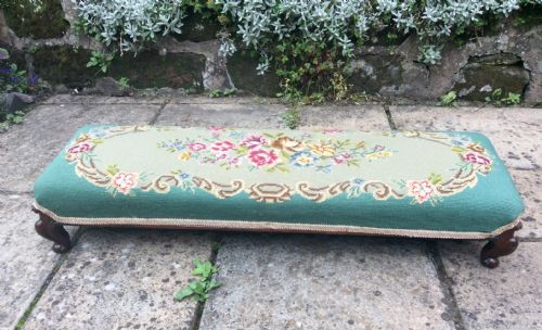 victorian long footstool or fender stool - CATEGORY: ANTIQUE STOOLS - DATED VICTORIAN